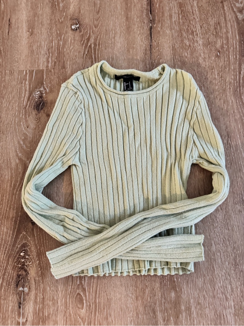 Forever 21 green ribbed long sleeve top